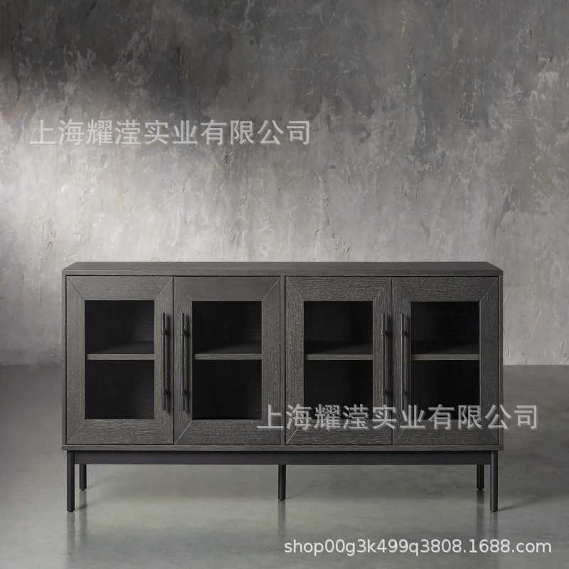 北欧简约家具轻奢复古实木橡木电视柜客厅法式收纳柜储物餐边柜