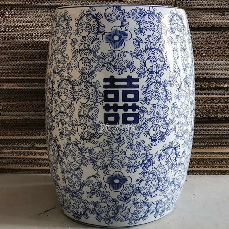 手绘青花瓷新古典仿古鼓凳