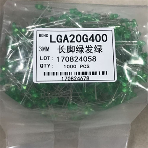 LED发光二极管F3长脚绿发绿 黄绿普亮配套电子及团队电子元件配套