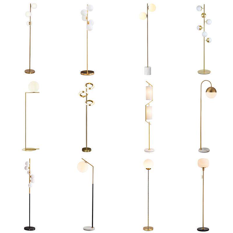 北欧现代轻奢长条金属玻璃落地灯创意布艺家居台灯卧室沙发灯支架