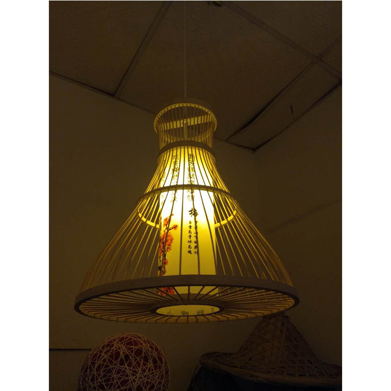 农家乐民宿餐厅灯具餐厅民宿农家乐餐桌个性灯服装店装饰竹艺吊灯