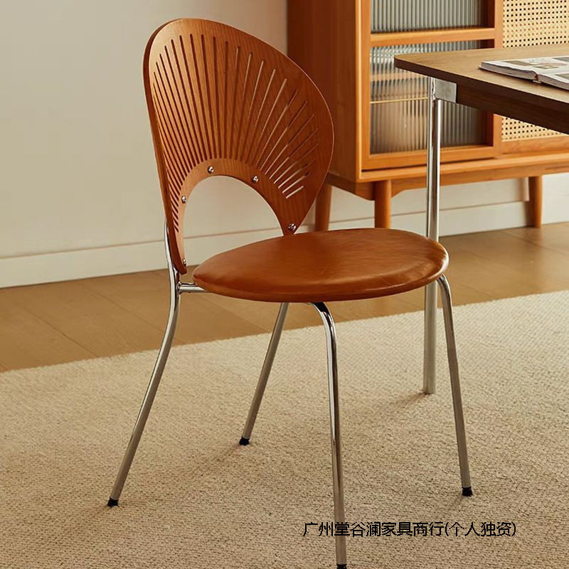 简约轻奢实木贝壳餐椅