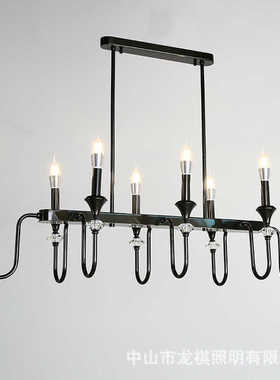 法式复古客厅吊灯美式楼梯中古黑色餐厅卧室灯南洋风蜡烛水晶灯具