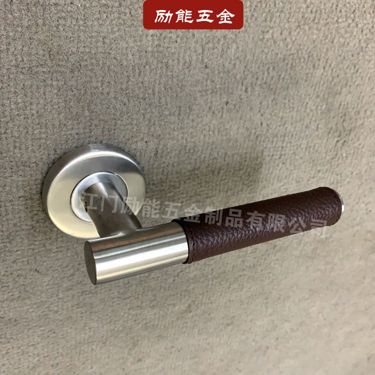 不锈钢分体锁皮套执手 室内外静音房门把手
