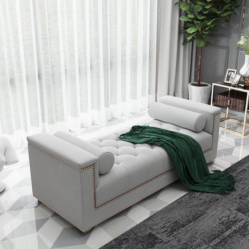 美式轻奢科技布床尾凳卧室休闲床前凳欧式床边沙发更衣凳床榻沙发