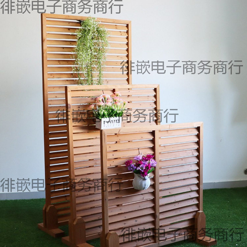 防腐木百叶网格栅栏户外伸缩
