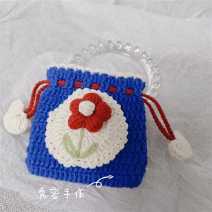 复古成品泡芙花纯手工钩织 秀密 耳机包零钱包袋束口包卡包钥匙包