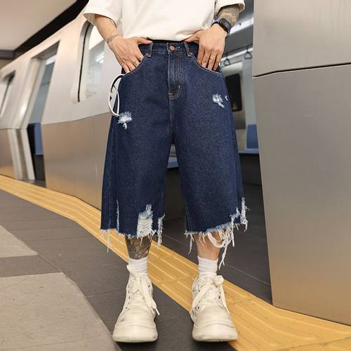 巴黎风潮牌美式复古破洞牛仔短裤