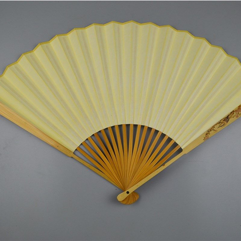 高档文玩宣纸摺扇9.5寸天然斑竹云南湘妃巧雕扇骨配空白苏工扇面