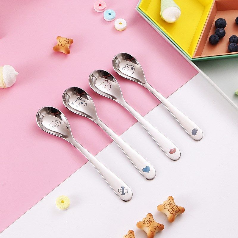304不锈钢卡通图案勺头辅食勺婴儿勺子宝宝学吃饭喂饭勺儿童餐具,餐饮具,西餐勺,淘宝优惠券,粉丝福利购,淘宝优惠卷