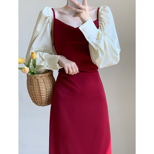 轻奢礼服连衣裙女秋冬名媛套装新款时尚气质御姐盐系高级感两件套