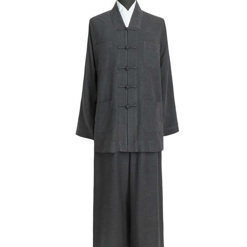 冬季僧服套装男女款高档泥料僧衣出家人小褂比丘尼短褂浅灰色僧服