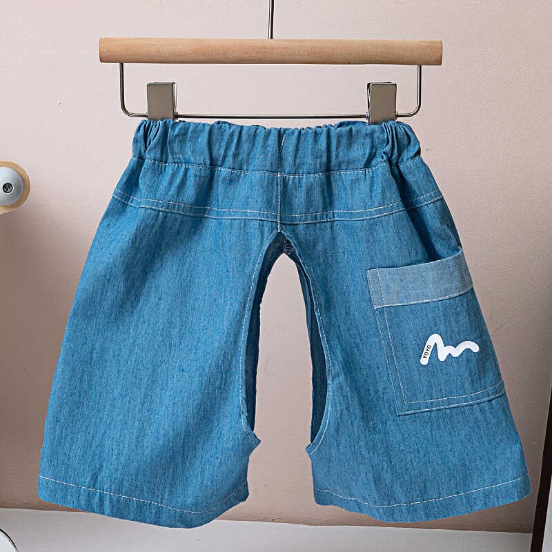 宝宝开裆短裤纯棉夏装男童洋气女童休闲中裤裤子夏季开档超轻薄