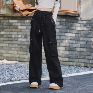 骄骄虎女大童春秋款工装裤2024秋新款初中生学生休闲裤直筒裤6329