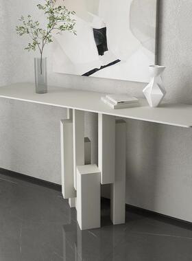 纯白玄关桌奶油景风靠墙41872玄关端台条案设入计师桌户门台岩板