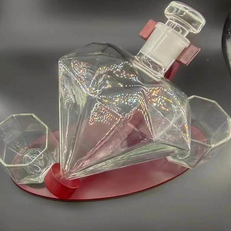 威士忌石形醒酒瓶器酒UFH钻高硼硅玻璃工艺瓶轻酒奢红酒分酒器现