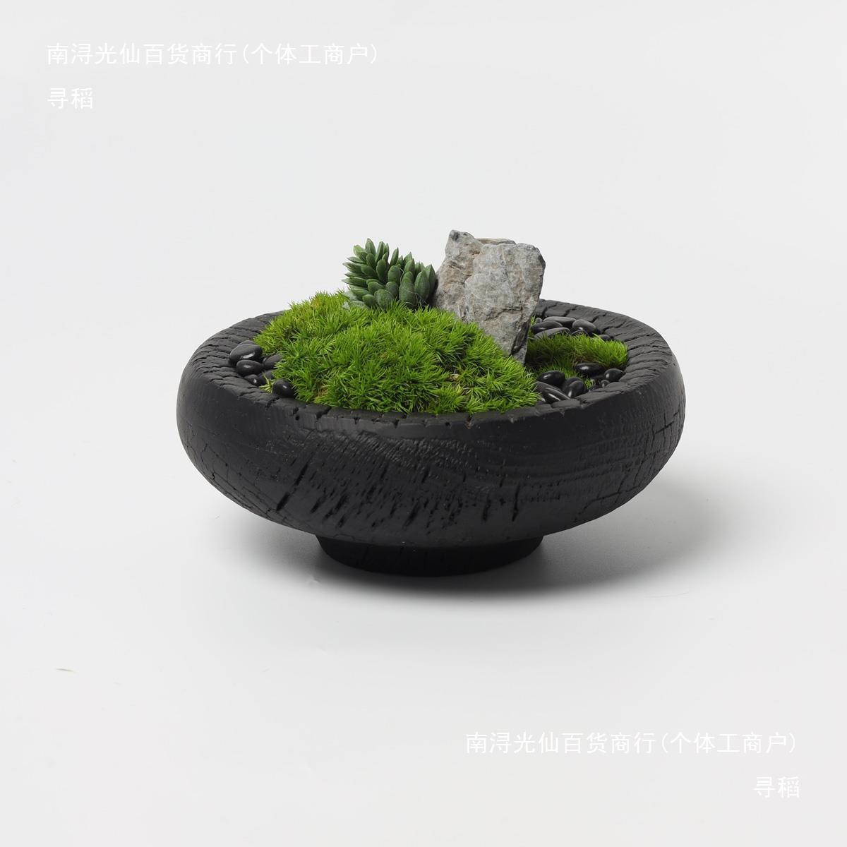 生新盆中式永苔藓盆植物景微景观书房房桌面摆件花APF艺栽