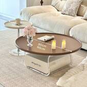 法式 ULU奶油复古茶小户型款 亚克力圆形现代家用客厅简组几合约新