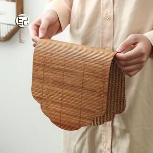 行复古竹大漆竹编小茶席防水户外席人长FKQ款一干泡旅竹帘垫子新