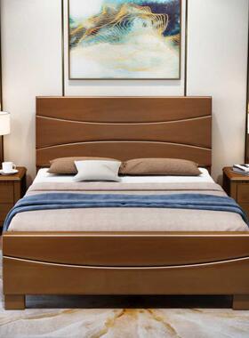 新中式EZK现代简约实木床1.家2m1.5m1.8出m寓租房公厂直销可定工