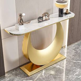 式岩板玄桌关客170厅置物玄关柜迎门柜玄关置意物架靠墙半圆架玄