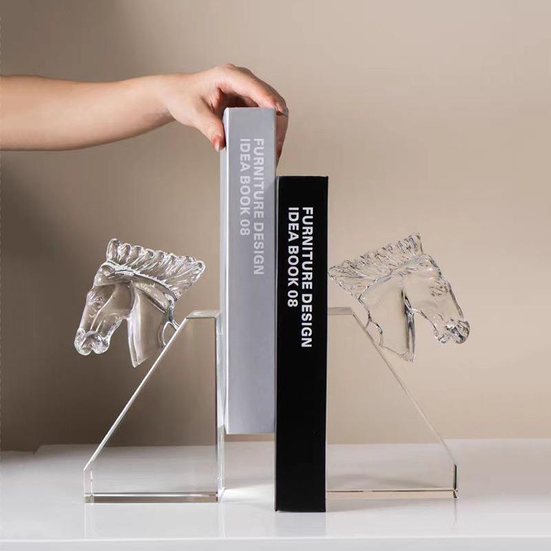 轻奢马头MTSD水晶书靠书挡书立件家居装摆饰品面客书厅房桌酒柜办