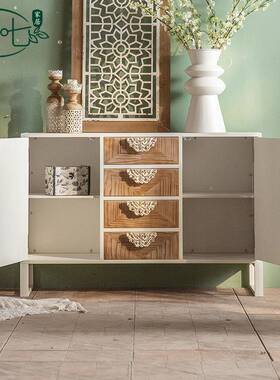 OFY餐新中子式复古雕花玄关柜大空间收储物柜美式入户实木仿古边