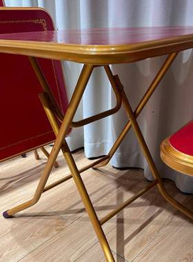 包红色八仙桌过年中秋拜汕神不LJZ锈可折叠正方形收钢纳方便潮传