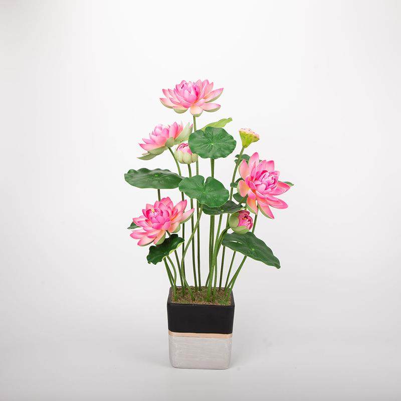 仿真假VA荷花THRE莲藕盆栽饰绿植塑料荷花荷叶摄装影睡莲婚庆假荷