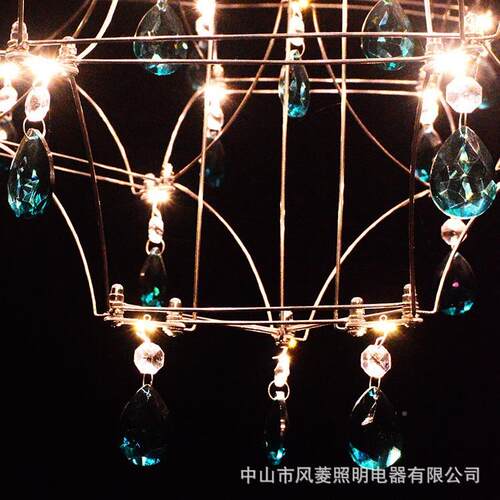客厅灯现代极简餐水晶吊萤火虫用432厅现代艺术绿色水晶店灯铺家