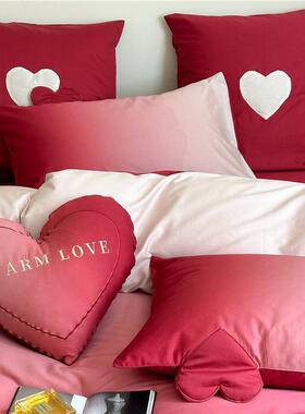 1IWV0支数码印全棉婚结婚红色四庆件套0纯棉陪嫁床花上用品女方4