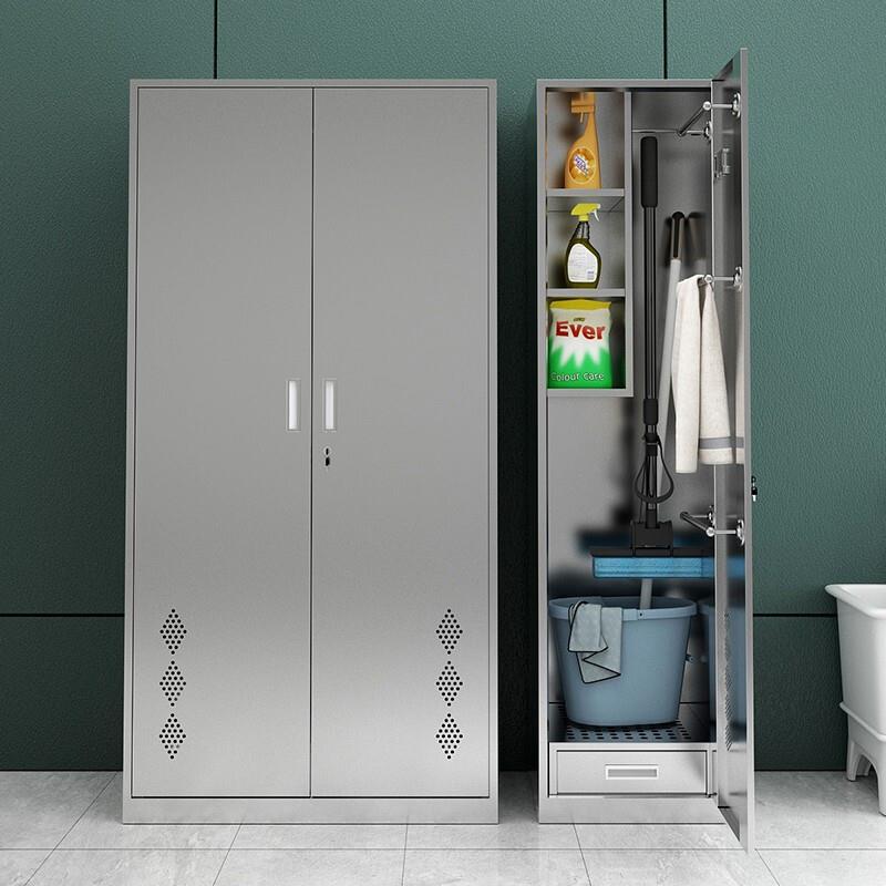 304不锈钢清洁柜双卫生柜阳杂台物扫帚单用门家保洁门工SL36具收