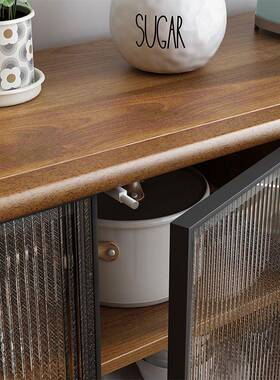 Y柜a实木框餐边柜家l用厨房靠置物柜x-21221收纳碗客厅茶水墙柜玻