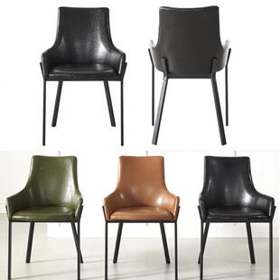家用轻餐椅现代简约靠椅MF6035子美皮背革软包创意餐桌奢椅网红甲