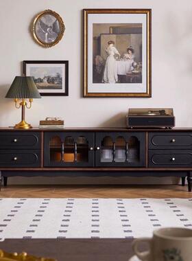 法式复古实几CKY电厅视柜木黑色美式客落茶地储物柜收纳网红新款
