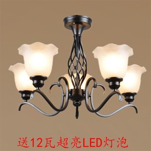 欧式铁艺吸吊灯美式简约客厅餐厅卧室三头五头六头八头灯具包邮