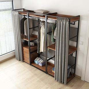步入式 衣架卧室落地挂衣架帘子 衣柜架衣帽间置物架金属铁艺开放式