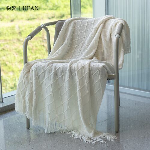纯色毯子法d式奶油风办公室空调毯披肩沙发毯子民宿样板间床尾毯
