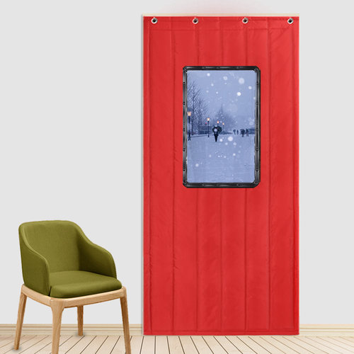 棉门帘正红色冬季空调保暖防风加厚家用卧室隔断挡风保温防寒帘子