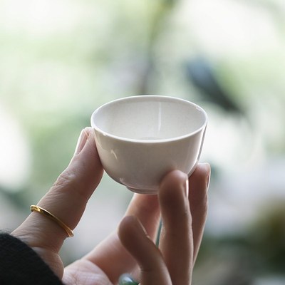 元无主人茶杯单个高端浅白主人杯品茗杯套装小茶杯陶瓷草木灰茶具