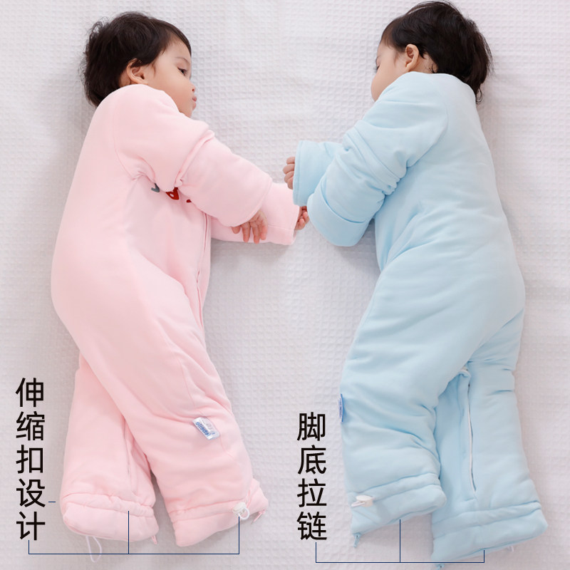婴幼儿睡袋婴f儿宝宝秋冬款纯棉分腿春秋款冬季加厚冬天儿童防踢