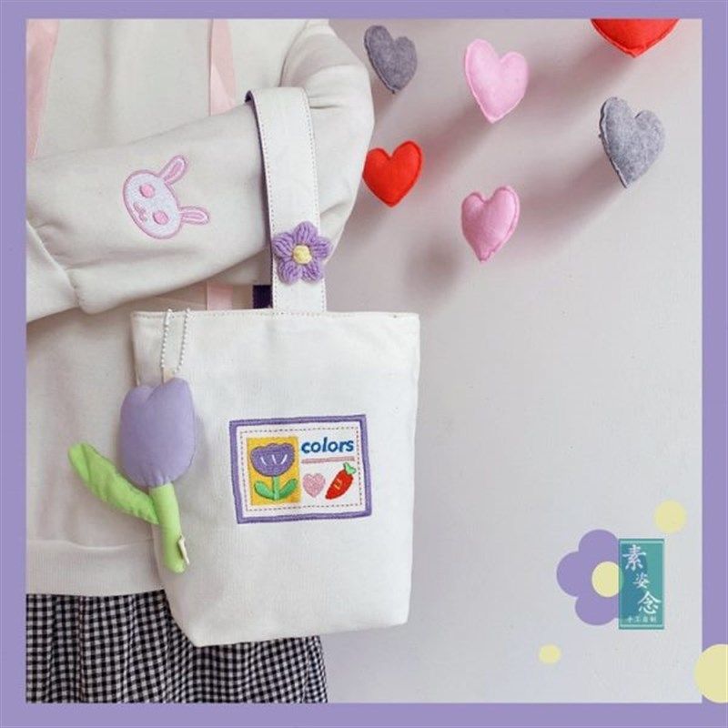 小众设计感简约可爱小包包夏季帆布手提包女迷你遛弯逛街手拎袋子
