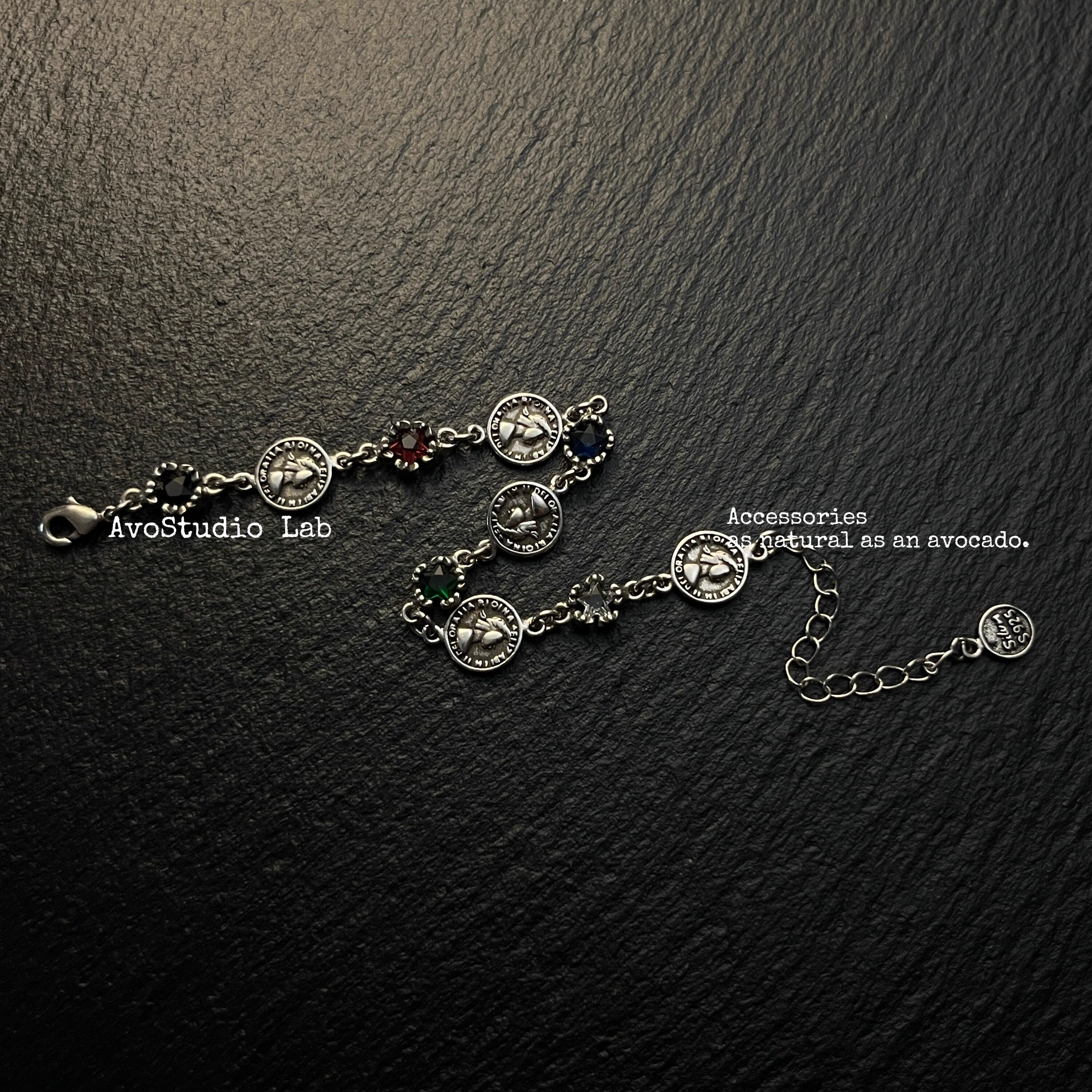 AvoStudio 原创复古做旧人像彩色锆石Vintage设计感男女小众手链,饰品/流行首饰/时尚饰品新,手链,淘宝优惠券,粉丝福利购,淘宝优惠卷