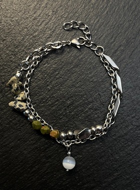 复古绿露棱链男女手链