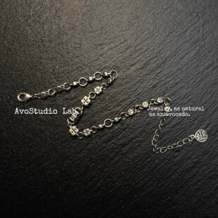 AvoStudio 中古手链小众原创十字架做旧锆石手链男生Vintage手饰