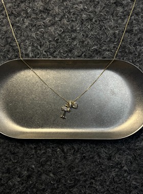 AvoStudio 复古项链-186 金芒十字棱链女生时尚简约配饰