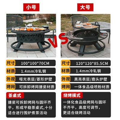 户外取暖烧烤桌家用室外花园烤火炉庭院围炉煮茶露营狂欢篝火炉子