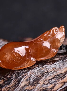 速发红水晶貔貅吊坠男貔貅男红色玉石挂件项链饰品