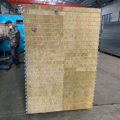 机制岩棉夹芯板 活动板房围挡隔墙保温隔热岩棉板岩棉夹芯彩钢板