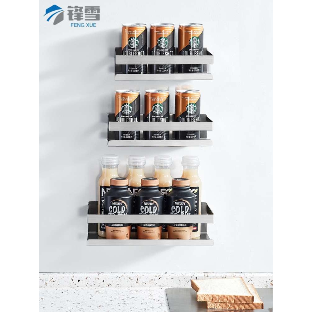 304不锈钢多功能调味料架免打孔厨房置物架壁挂单层角落收纳家用